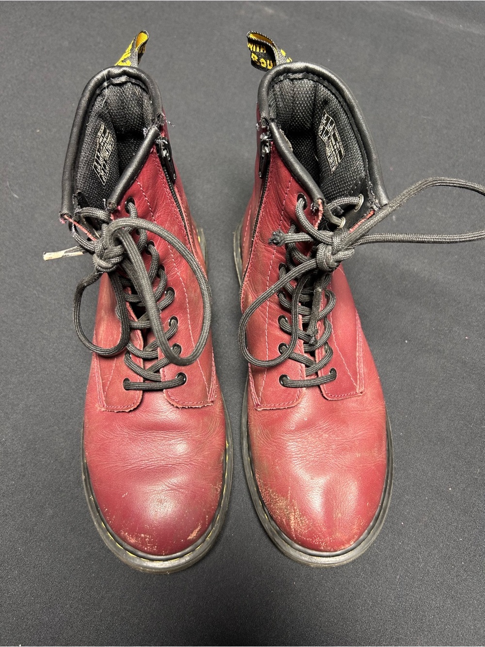 Dr. Martens Delaney Cherry Red Burgundy Leather Combat Boots Women’s Size 7